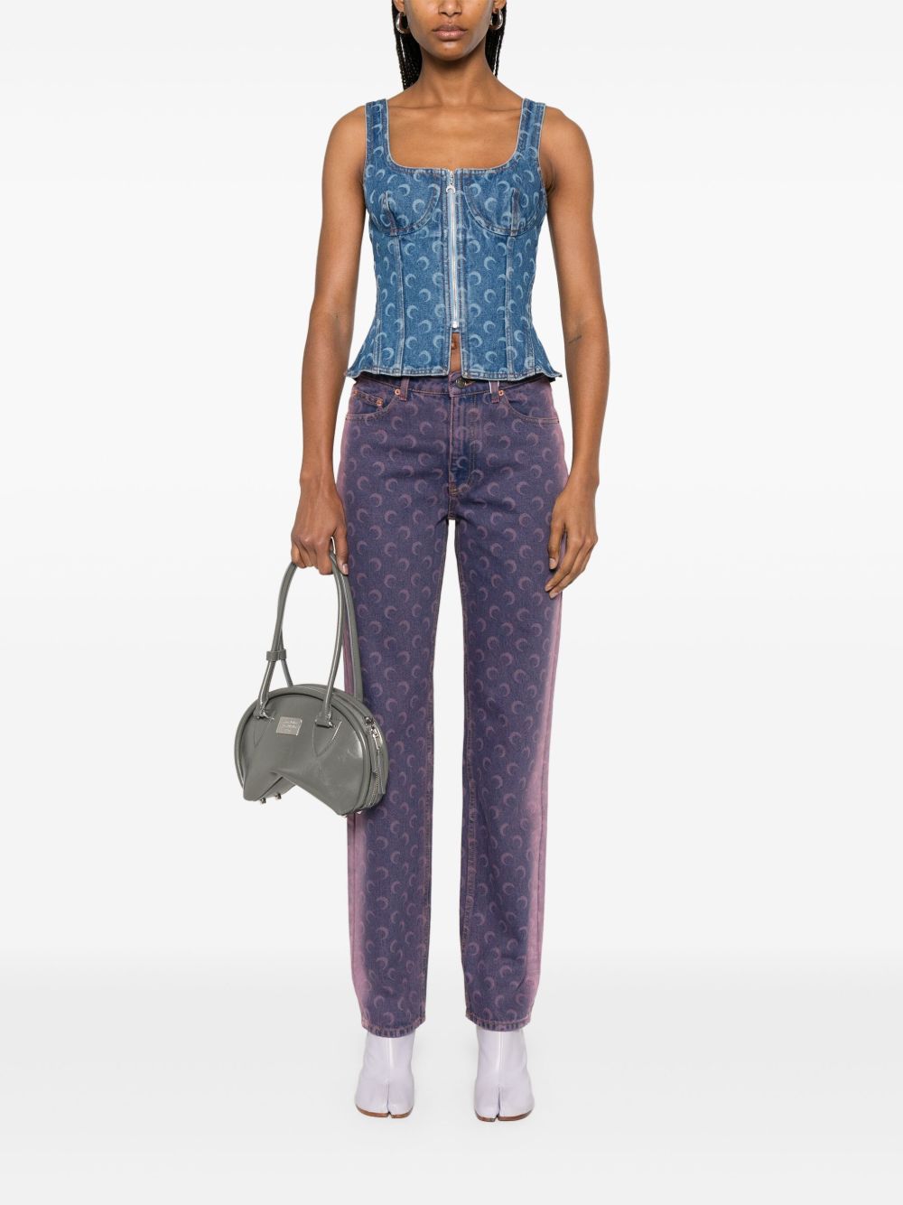 bustier top moon laser denim woman blue - MARINE SERRE - d — 2